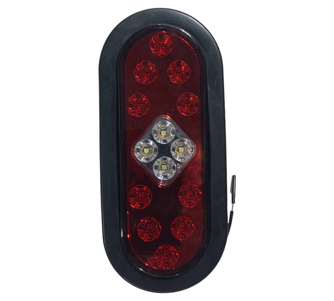 Oval LED Stop/Turn/Reverse Tail Lights w/ Grommet (HT195)