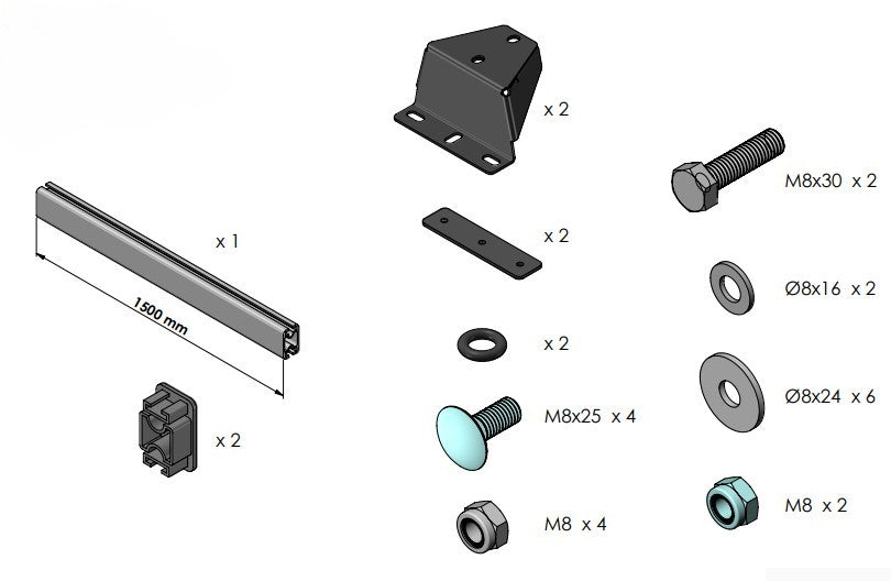 Brackets Kit for Mercedes Sprinter. For 3 sets of bars.  HT753