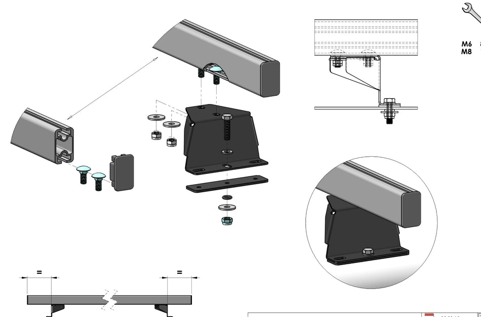 Mercedes Sprinter Slide Back Ladder Rack Install Kit.  2 Per vehicle required